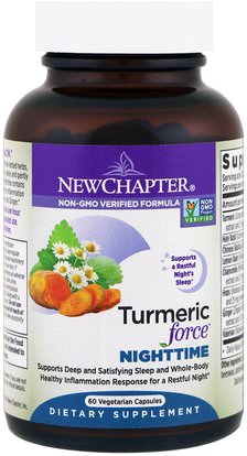 New Chapter, Turmeric Force Nighttime, 60 Vegetarian Capsules ,المكملات الغذائية، مضادات الأكسدة، الكركمين