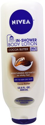 Nivea, In-Shower Body Lotion, Cocoa Butter, 13.5 fl oz (400 ml) ,حمام، الجمال، غسول الجسم، إلتحم، زبدة الكاكاو