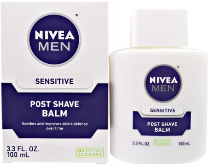 Nivea, Post Shave Balm for Men, Sensitive, 3.3 fl oz (100 ml) ,الجمال، رجل العناية بالبشرة، الحلاقة، بعد الحلاقة