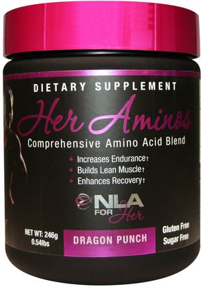 NLA for Her, Her Aminos, Comprehensive Amino Acid Blend, Dragon Punch, 0.54 lbs (246 g) ,والرياضة، والمنتجات الرياضية النسائية