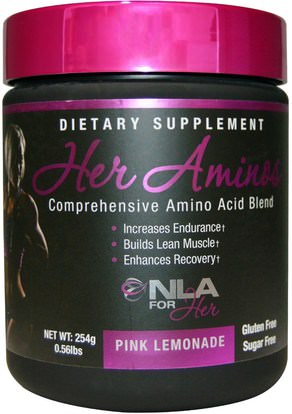 NLA for Her, Her Aminos, Comprehensive Amino Acid Blend, Pink Lemonade, 0.56 lbs (254 g) ,والرياضة، والمنتجات الرياضية النسائية، والرياضة