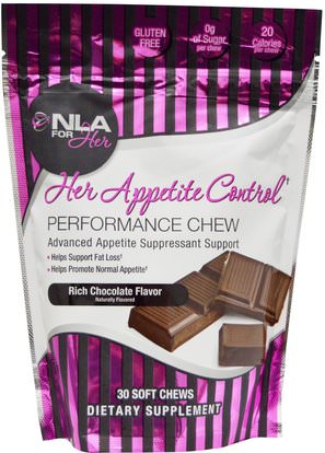 NLA for Her, Her Appetite Control, Performance Chew, Rich Chocolate Flavor, 30 Soft Chews ,والرياضة، والمنتجات الرياضية النسائية، وفقدان الوزن، والنظام الغذائي