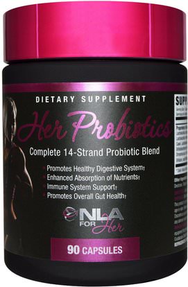 NLA for Her, Her Probiotics, Complete 14-Strand Probiotic Blend, 90 Capsules ,والرياضة، والمنتجات الرياضية النسائية، البروبيوتيك