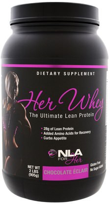 NLA for Her, Her Whey, Ultimate Lean Protein, Chocolate Eclair, 2 lbs (905 g) ,والرياضة، والمنتجات الرياضية النسائية