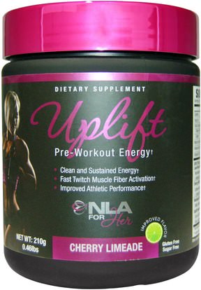 NLA for Her, Uplift, Pre-Workout Energy, Cherry Limeade, 0.46 lbs (210 g) ,والرياضة، والمنتجات الرياضية النسائية، والطاقة