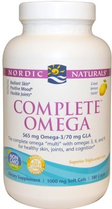 Nordic Naturals, Complete Omega, Lemon, 1000 mg, 180 Soft Gels ,Herb-sa
