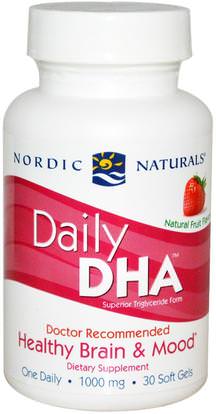 Nordic Naturals, Daily DHA, Strawberry, 1000 mg, 30 Soft Gels ,نورديك، ناتورال، دا