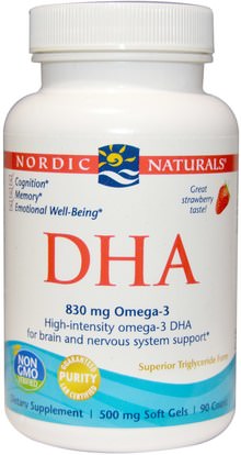 Nordic Naturals, DHA, Strawberry, 500 mg, 90 Soft Gels ,Herb-sa