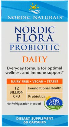 Nordic Naturals, Nordic Flora Probiotic Daily, 60 Capsules ,المكملات الغذائية، البروبيوتيك، دعم المناعة