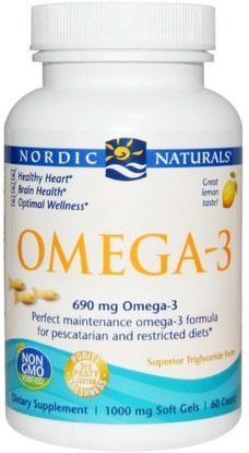 Nordic Naturals, Omega-3, Lemon, 1,000 mg, 60 Soft Gels ,Herb-sa