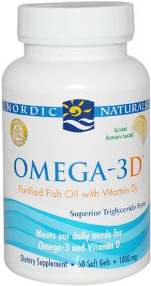 Nordic Naturals, Omega-3D, Lemon, 1000 mg, 60 Soft Gels ,الفيتامينات، فيتامين d3