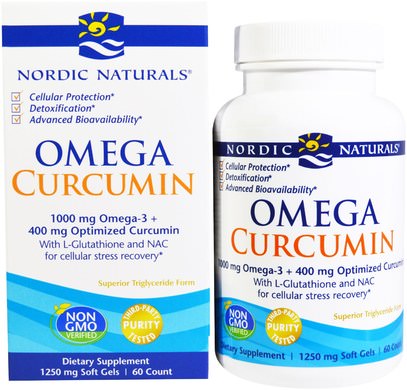Nordic Naturals, Omega Curcumin, 60 Soft Gels ,المكملات الغذائية، مضادات الأكسدة، الكركمين