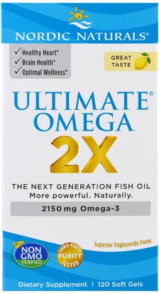 Nordic Naturals, Ultimate Omega 2X, 2150 mg, 120 Soft Gels ,المكملات الغذائية، إيفا أوميجا 3 6 9 (إيبا دا)، زيت السمك