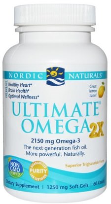 Nordic Naturals, Ultimate Omega 2x, Lemon Flavor, 60 Softgels ,Herb-sa