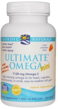 Nordic Naturals, Ultimate Omega 2X, Strawberry, 1120 mg, 60 Mini Soft Gels ,Herb-sa