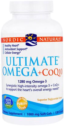 Nordic Naturals, Ultimate Omega + CoQ10, 1000 mg, 120 Soft Gels ,المكملات الغذائية، أنزيم q10، coq10