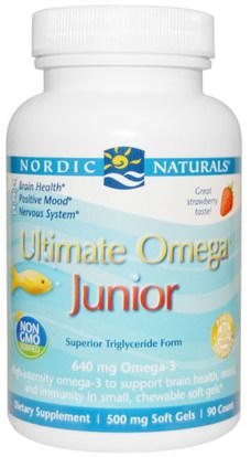 Nordic Naturals, Ultimate Omega, Junior, 500 mg, 90 Chewable Soft Gels ,Herb-sa