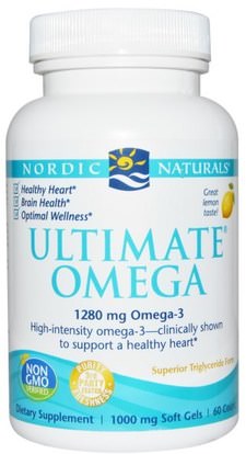Nordic Naturals, Ultimate Omega, Lemon, 1000 mg, 60 Soft Gels ,Herb-sa