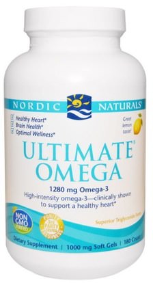 Nordic Naturals, Ultimate Omega, Lemon Flavor, 1000 mg, 180 Soft Gels ,المكملات الغذائية، إيفا أوميجا 3 6 9 (إيبا دا)، دا