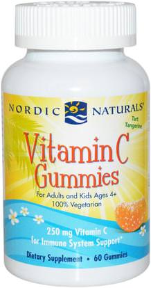 Nordic Naturals, Vitamin C Gummies, Tart Tangerine, 250 mg, 60 Gummies ,الفيتامينات، فيتامين ج، فيتامين ج غوميز