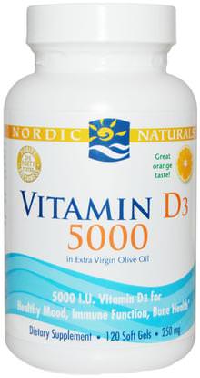 Nordic Naturals, Vitamin D3 5000, Orange, 120 Soft Gels ,الفيتامينات، فيتامين d3