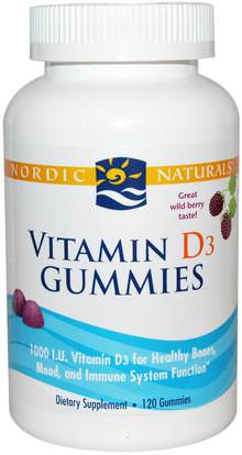 Nordic Naturals, Vitamin D3 Gummies, Wild Berry, 1000 IU, 120 Gummies ,الفيتامينات، فيتامين d3، فيتامين د غوميز