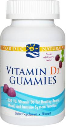 Nordic Naturals, Vitamin D3 Gummies, Wild Berry, 1000 IU, 60 Count ,الفيتامينات، فيتامين d3، فيتامين د غوميز