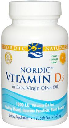 Nordic Naturals, Vitamin D3, Orange, 250 mg, 120 Soft Gels ,الفيتامينات، فيتامين d3