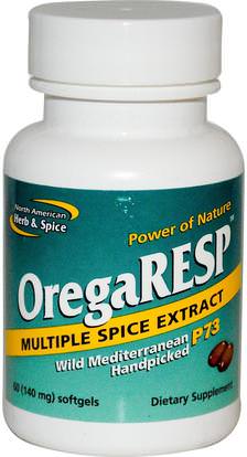 North American Herb & Spice Co., OregaResp, 140 mg, 60 Softgels ,المكملات الغذائية، زيت الزعتر، دعم الجهاز التنفسي