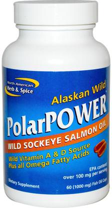 North American Herb & Spice Co., PolarPower, Wild Sockeye Salmon Oil, 60 Fish Oil Caps (Discontinued Item) ,المكملات الغذائية، إيفا أوميجا 3 6 9 (إيبا دا)، زيت السلمون