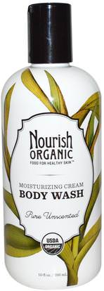 Nourish Organic, Body Wash, Pure Unscented, 10 fl oz (295 ml) ,حمام، الجمال، هلام الاستحمام