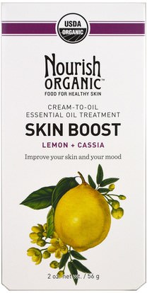 Nourish Organic, Skin Boost, Lemon + Cassia, 2 oz (56 g) ,الجمال، مكافحة الشيخوخة