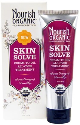 Nourish Organic, Skin Solve, Cream-to-Oil All-Over Treatment, Sweet Orange & Rose Hip, 3 oz (85 g) ,حمام، الجمال، غسول الجسم