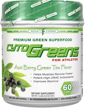 NovaForme, CytoGreens, Premium Green Superfood for Athletes, Acai Berry Green Tea Flavor, 18.9 oz (535 g) ,المكملات الغذائية، سوبرفوودس، أوراك مضادات الأكسدة