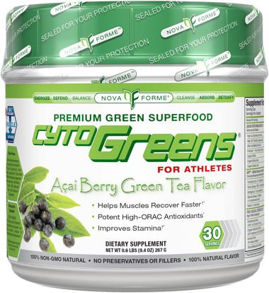 NovaForme, CytoGreens, Premium Green Superfood for Athletes, Acai Berry Green Tea Flavor, 9.4 oz (267 g) ,المكملات الغذائية، سوبرفوودس، أوراك مضادات الأكسدة