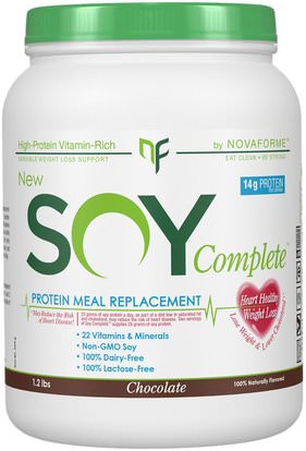 NovaForme, Soy Complete Protein Weight Loss Meal Replacement, Chocolate, 1.2 lbs ,بروتين الصويا، والمكملات الغذائية، والهدايا استبدال وجبة