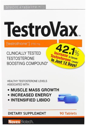 Novex Biotech, TestroVax, 2700 mg, 90 Tablets ,الصحة، الرجال، التستوستيرون