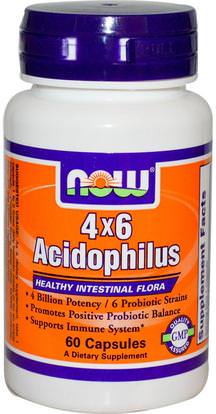Now Foods, 4x6 Acidophilus, 60 Veg Capsules ,المكملات الغذائية، البروبيوتيك، أسيدوفيلوس