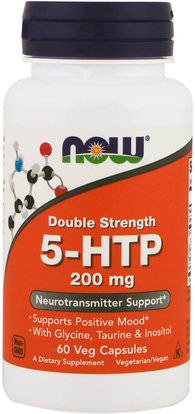 Now Foods, 5-HTP, Double Strength, 200 mg, 60 Veg Capsules ,المكملات الغذائية، 5-هتب