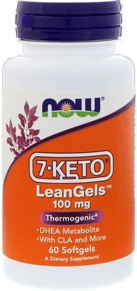 Now Foods, 7-Keto, LeanGels, 100 mg, 60 Softgels ,والمكملات الغذائية، 7 كيتو، والصحة، والنظام الغذائي