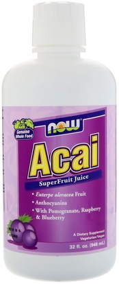 Now Foods, Acai SuperFruit Juice, 32 fl oz (946 ml) ,الغذاء، القهوة الشاي والمشروبات، عصير الفواكه، المكملات الغذائية، أكاي استخراج عصير التوت
