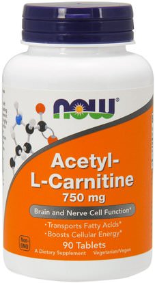 Now Foods, Acetyl-L Carnitine, 750 mg, 90 Tablets ,المكملات الغذائية، والأحماض الأمينية، ل كارنيتين، أسيتيل ل كارنيتين