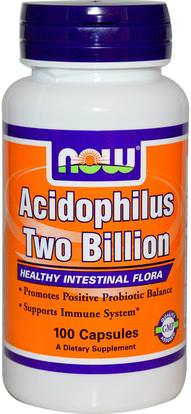 Now Foods, Acidophilus Two Billion, 100 Capsules ,المكملات الغذائية، البروبيوتيك، المنتجات المثلجة المبردة