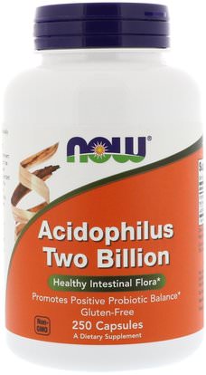 Now Foods, Acidophilus Two Billion, 250 Capsules ,المكملات الغذائية، البروبيوتيك، المنتجات المثلجة المبردة