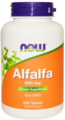 Now Foods, Alfalfa, 650 mg, 250 Tablets ,الأعشاب، البرسيم