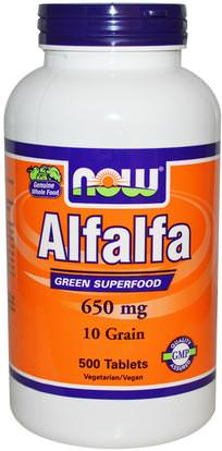 Now Foods, Alfalfa, 650 mg, 500 Tablets ,الأعشاب، البرسيم