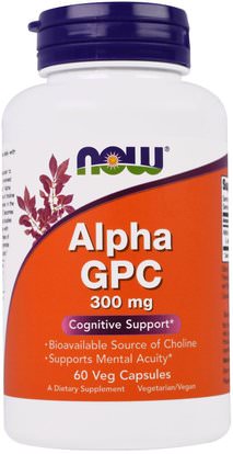Now Foods, Alpha GPC, 300 mg, 60 Veg Capsules ,المكملات الغذائية، ألفا غك (غليسيروفوسفوكولين)