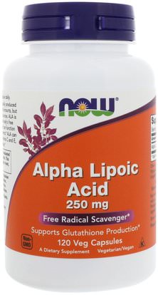 Now Foods, Alpha Lipoic Acid, 250 mg, 120 Veg Capsules ,المكملات الغذائية، مضادات الأكسدة، حمض الليبويك ألفا