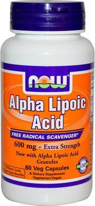 Now Foods, Alpha Lipoic Acid, Extra Strength, 600 mg, 60 Veg Capsules ,المكملات الغذائية، مضادات الأكسدة، حمض الليبويك ألفا