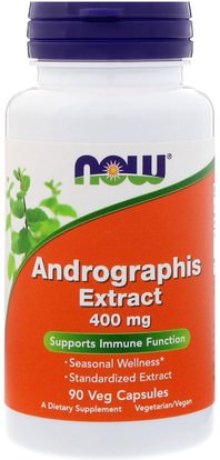 Now Foods, Andrographis Extract, 400 mg, 90 Veg Capsules ,المكملات الغذائية، المضادات الحيوية، أندروغرافيس